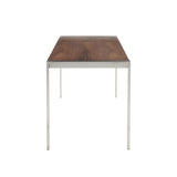 Lumisource Fuji Modern Dining Table in Stainless Steel w/Walnut Wood Top