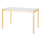 Lumisource Fuji Modern/Glam Dining Table in Gold Metal w/White Marble Top