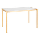 Lumisource Fuji Modern/Glam Dining Table in Gold Metal w/White Marble Top