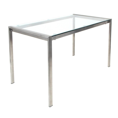 Lumisource Fuji Table In Clear Glass And Brushed Steel Frame