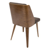 Lumisource Galanti Mid-Century Modern Dining/Accent Chair in Walnut Wood and Brown Faux Leather - Set of 2