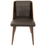 Lumisource Galanti Mid-Century Modern Dining/Accent Chair in Walnut Wood and Brown Faux Leather - Set of 2