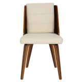 Lumisource Galanti Mid-Century Modern Dining/Accent Chair in Walnut and Cream Faux Leather - Set of 2