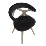 Lumisource Gardenia Mid-Century Modern Dining/Accent Chair with Swivel in Light Grey Wood and Black Velvet