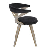 Lumisource Gardenia Mid-Century Modern Dining/Accent Chair with Swivel in Light Grey Wood and Black Velvet