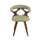 Lumisource Gardenia Mid-Century Modern Dining/Accent Chair with Swivel in Walnut Wood and Green Fabric