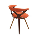 Lumisource Gardenia Mid-century Modern Dining/Accent Chair with Swivel in Walnut Wood and Orange Fabric