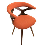 Lumisource Gardenia Mid-century Modern Dining/Accent Chair with Swivel in Walnut Wood and Orange Fabric