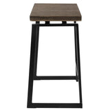 Lumisource Geo Industrial Counter Stool in Black with Brown Wood Seat - Set of 2