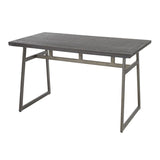 Lumisource Geo Industrial Dining Table in Antique Metal & Espresso Wood-Pressed Grain Bamboo