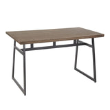 Lumisource Geo Industrial Dining Table in Black Metal w/Brown Wood-Pressed Grain Bamboo