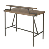 Lumisource Gia Industrial Counter Table in Antique Metal & Brown Wood-Pressed Grain Bamboo