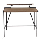 Lumisource Gia Industrial Counter Table in Black Metal & Brown Wood-Pressed Grain Bamboo