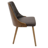 Lumisource Gianna Mid-Century Modern Dining/Accent Chair in Walnut with Brown Faux Leather
