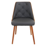 Lumisource Gianna Mid-Century Modern Dining/Accent Chair in Walnut with Grey Faux Leather