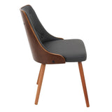 Lumisource Gianna Mid-Century Modern Dining/Accent Chair in Walnut with Grey Faux Leather