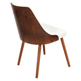 Lumisource Gianna Mid-Century Modern Dining/Accent Chair in Walnut with White Faux Leather