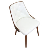 Lumisource Gianna Mid-Century Modern Dining/Accent Chair in Walnut with White Faux Leather