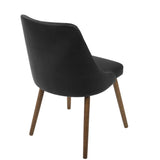 Lumisource Giovanni Mid-Century Modern Dining/Accent Chair in Walnut and Black Quilted Faux Leather
