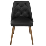 Lumisource Giovanni Mid-Century Modern Dining/Accent Chair in Walnut and Black Quilted Faux Leather