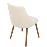 Lumisource Giovanni Mid-Century Modern Dining/Accent Chair in Walnut and Cream Quilted Faux Leather