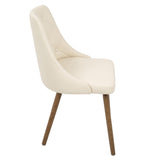 Lumisource Giovanni Mid-Century Modern Dining/Accent Chair in Walnut and Cream Quilted Faux Leather