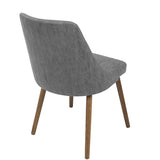 Lumisource Giovanni Mid-Century Modern Dining/Accent Chair in Walnut and Grey Quilted Faux Leather