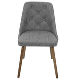 Lumisource Giovanni Mid-Century Modern Dining/Accent Chair in Walnut and Grey Quilted Faux Leather
