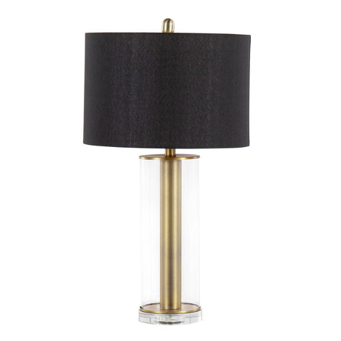 Lumisource Glacier Contemporary/Glam Table Lamp in Gold Metal and Clear Glass with Black Linen Shade