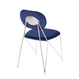 Lumisource Gwen Contemporary Chair in Chrome with Blue Velvet - Set of 2