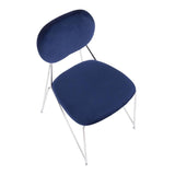 Lumisource Gwen Contemporary Chair in Chrome with Blue Velvet - Set of 2