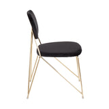 Lumisource Gwen Contemporary-Glam Chair in Gold Metal with Black Velvet - Set of 2