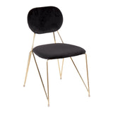 Lumisource Gwen Contemporary-Glam Chair in Gold Metal with Black Velvet - Set of 2