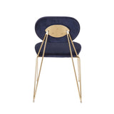 Lumisource Gwen Contemporary-Glam Chair in Gold Metal with Blue Velvet - Set of 2