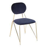 Lumisource Gwen Contemporary-Glam Chair in Gold Metal with Blue Velvet - Set of 2