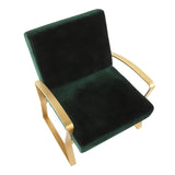 Lumisource Henley Contemporary/Glam Lounge Chair in Gold Metal with Emerald Green Velvet