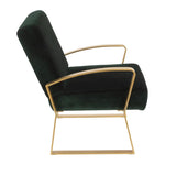 Lumisource Henley Contemporary/Glam Lounge Chair in Gold Metal with Emerald Green Velvet