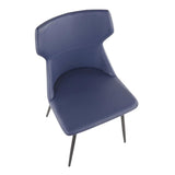 Lumisource Hex Contemporary Chair in Black Metal and Blue Faux Leather - Set of 2