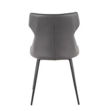 Lumisource Hex Contemporary Chair in Black Metal and Grey Faux Leather - Set of 2