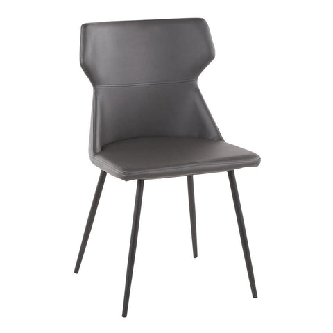 Lumisource Hex Contemporary Chair in Black Metal and Grey Faux Leather - Set of 2
