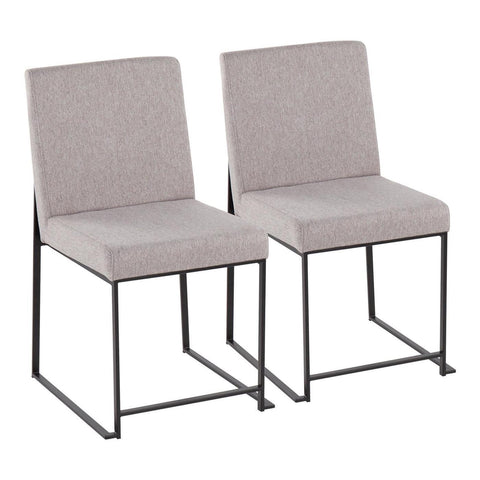 Lumisource High Back Fuji Contemporary Dining Chair in Black Steel and Light Grey Fabric - Set of 2