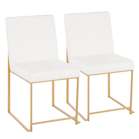 Lumisource High Back Fuji Contemporary Dining Chair in Gold and White Velvet - Set of 2