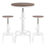 Lumisource Hydra Industrial Bar Set in Vintage White Metal and Brown Wood-Pressed Grain Bamboo