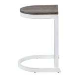 Lumisource Industrial Demi Counter Stool in Vintage White and Espresso Wood-Pressed Grain Bamboo - Set of 2