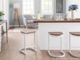 Lumisource Industrial Demi Counter Stool in Vintage White and Espresso Wood-Pressed Grain Bamboo - Set of 2