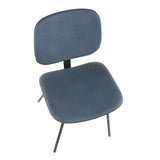 Lumisource Industrial Nunzio Chair in Black Metal and Blue Faux Leather - Set of 2