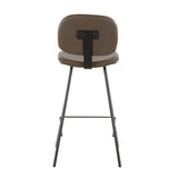 Lumisource Industrial Nunzio Counter Stool in Black Metal and Brown Faux Leather - Set of 2