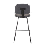 Lumisource Industrial Nunzio Counter Stool in Black Metal and Grey Faux Leather - Set of 2