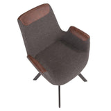 Lumisource Industrial Vintage Flair Chair in Grey Fabric with Espresso Faux Leather Accent - Set of 2