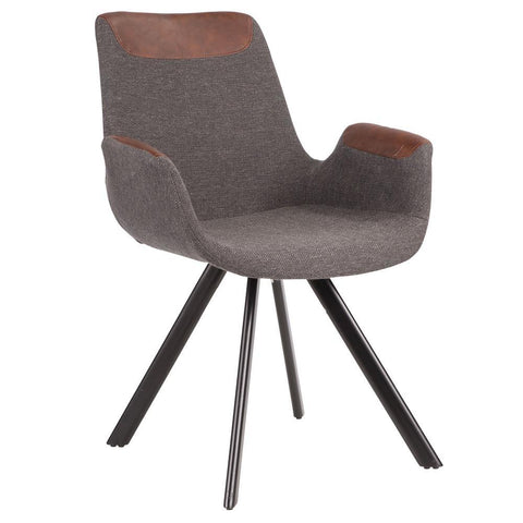 Lumisource Industrial Vintage Flair Chair in Grey Fabric with Espresso Faux Leather Accent - Set of 2